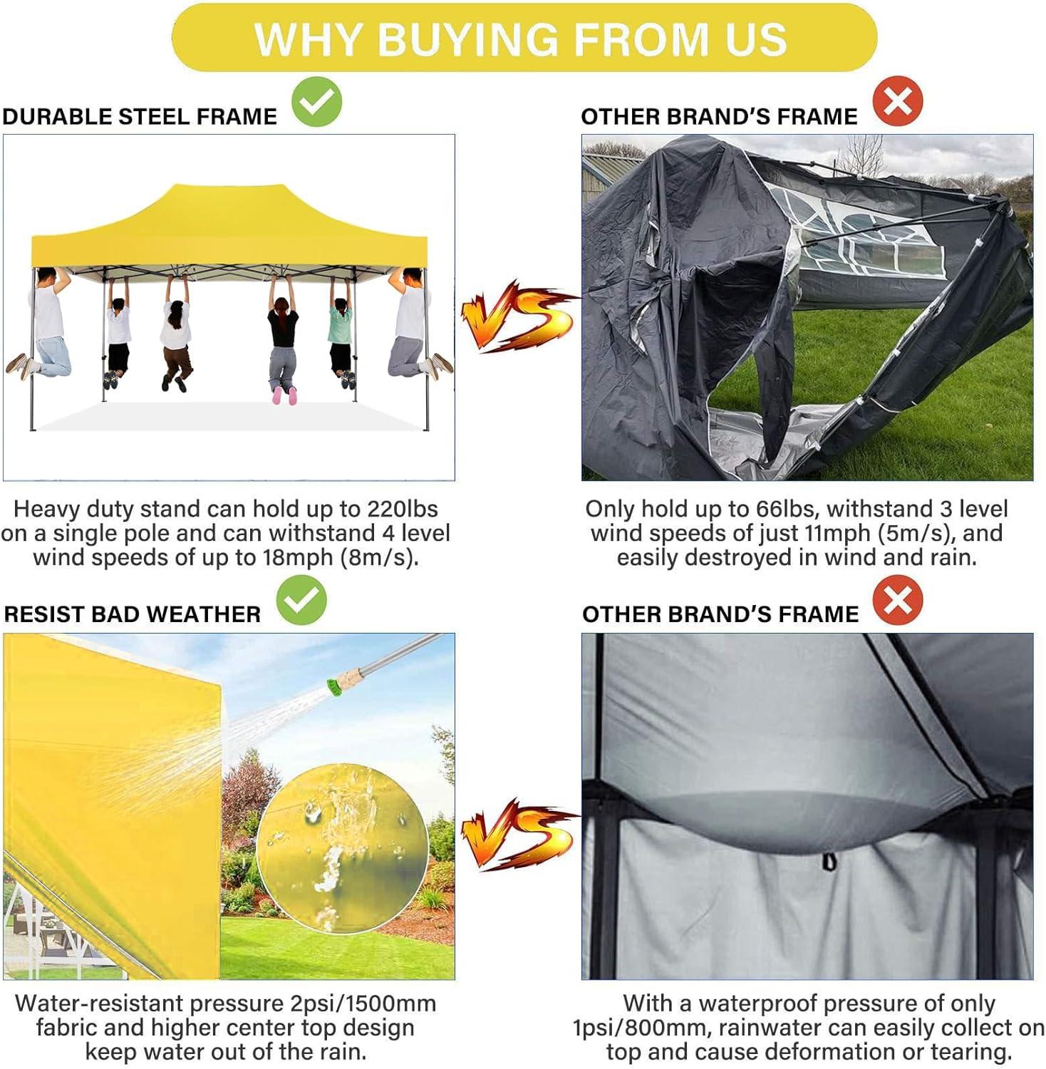 image:imageCOBIZI 12x12 Pop Up Gazebo On Clearance Canopy Tent Easy Up Outdoor Gazebo Waterproof Upgrade with Mosquito Nettings and Carry Bag for Patio Garden LawnYellow
