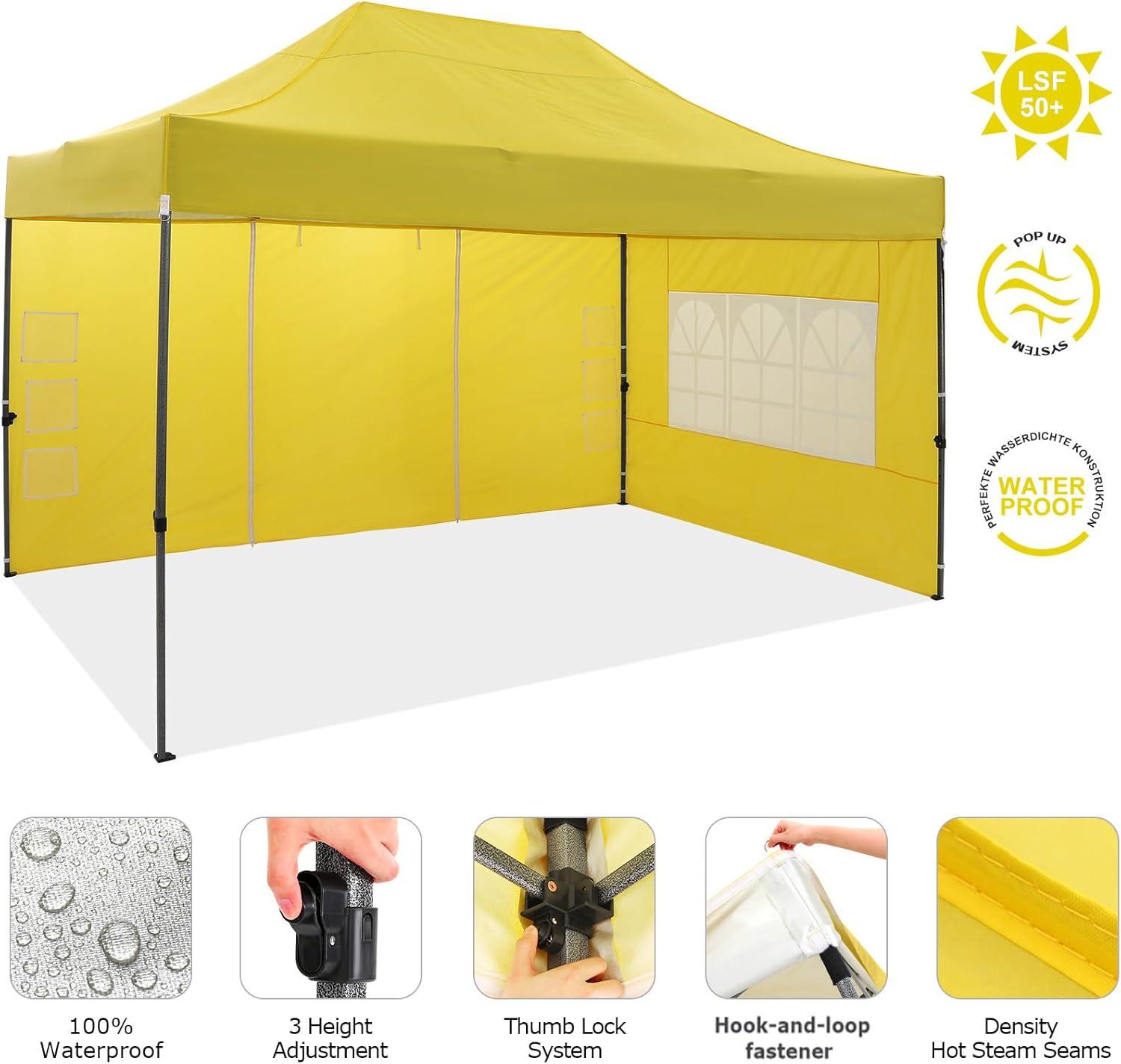 image:imageCOBIZI 12x12 Pop Up Gazebo On Clearance Canopy Tent Easy Up Outdoor Gazebo Waterproof Upgrade with Mosquito Nettings and Carry Bag for Patio Garden LawnYellow