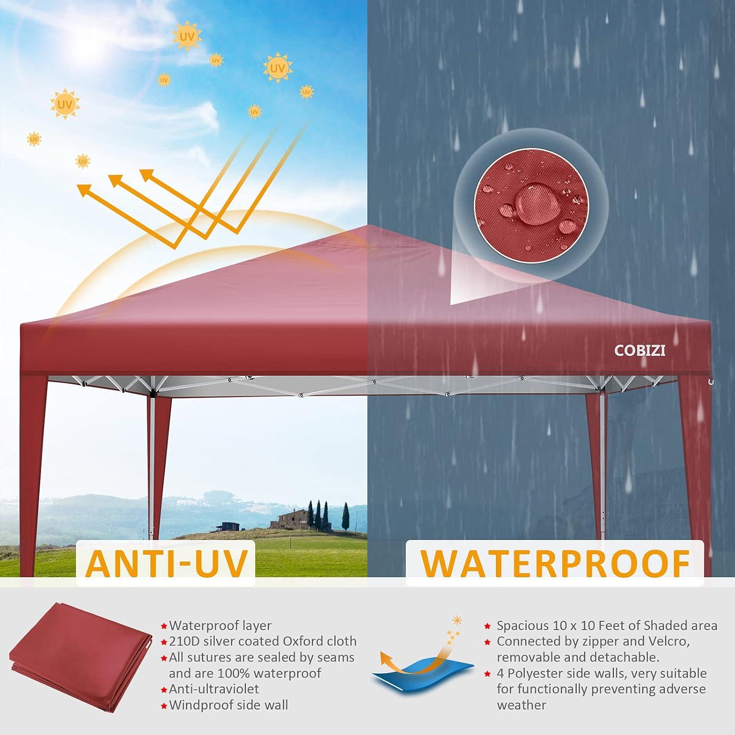 image:imageCOBIZI 12x12 Pop Up Gazebo On Clearance Canopy Tent Easy Up Outdoor Gazebo Waterproof Upgrade with Mosquito Nettings and Carry Bag for Patio Garden LawnRed