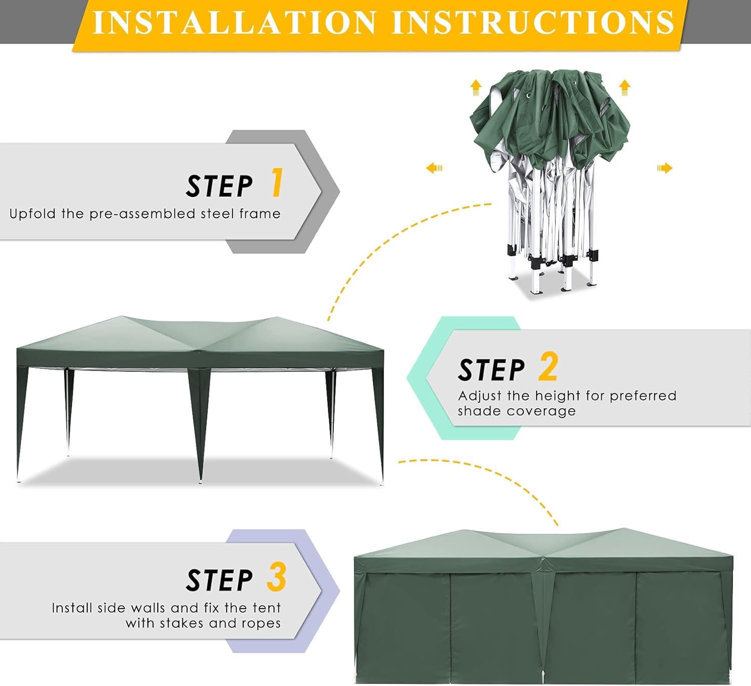 image:imageCOBIZI 12x12 Pop Up Gazebo On Clearance Canopy Tent Easy Up Outdoor Gazebo Waterproof Upgrade with Mosquito Nettings and Carry Bag for Patio Garden LawnBright black