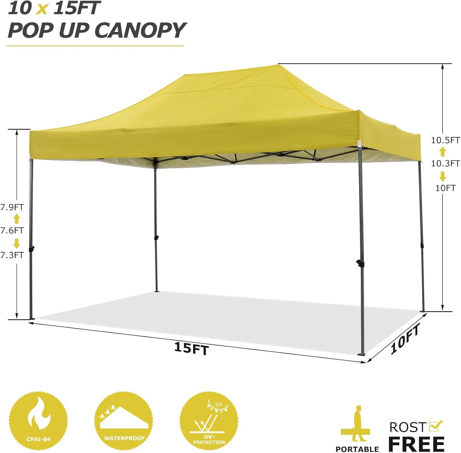 image:imageCOBIZI 12x12 Pop Up Gazebo On Clearance Canopy Tent Easy Up Outdoor Gazebo Waterproof Upgrade with Mosquito Nettings and Carry Bag for Patio Garden LawnYellow
