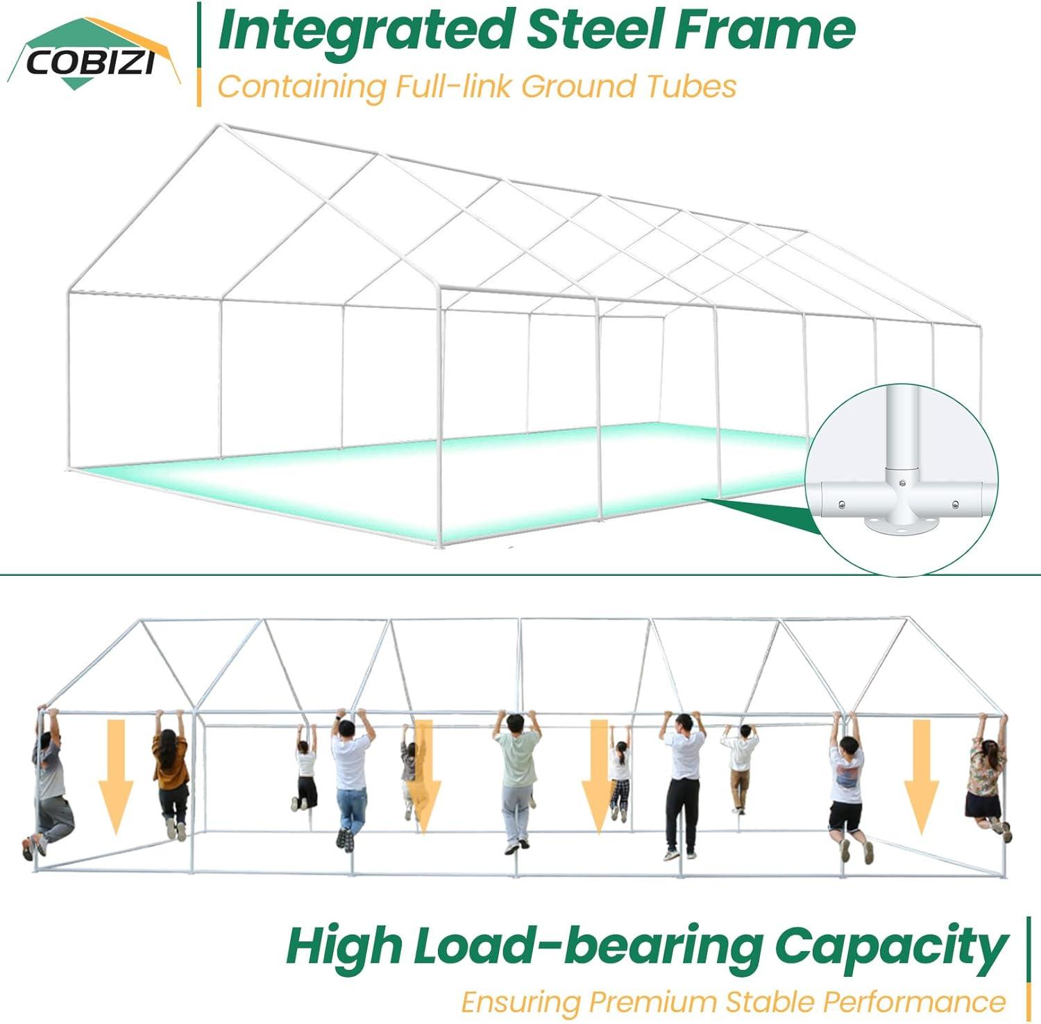 image:imageCOBIZI 20x40 Party Tent Heavy Duty Galvanized Wedding Tent Event Shelter for Parties Outdoor with Removable Sidewall amp Builtin Sandbag Carpas para Fiestas Large Canopy Waterproof White