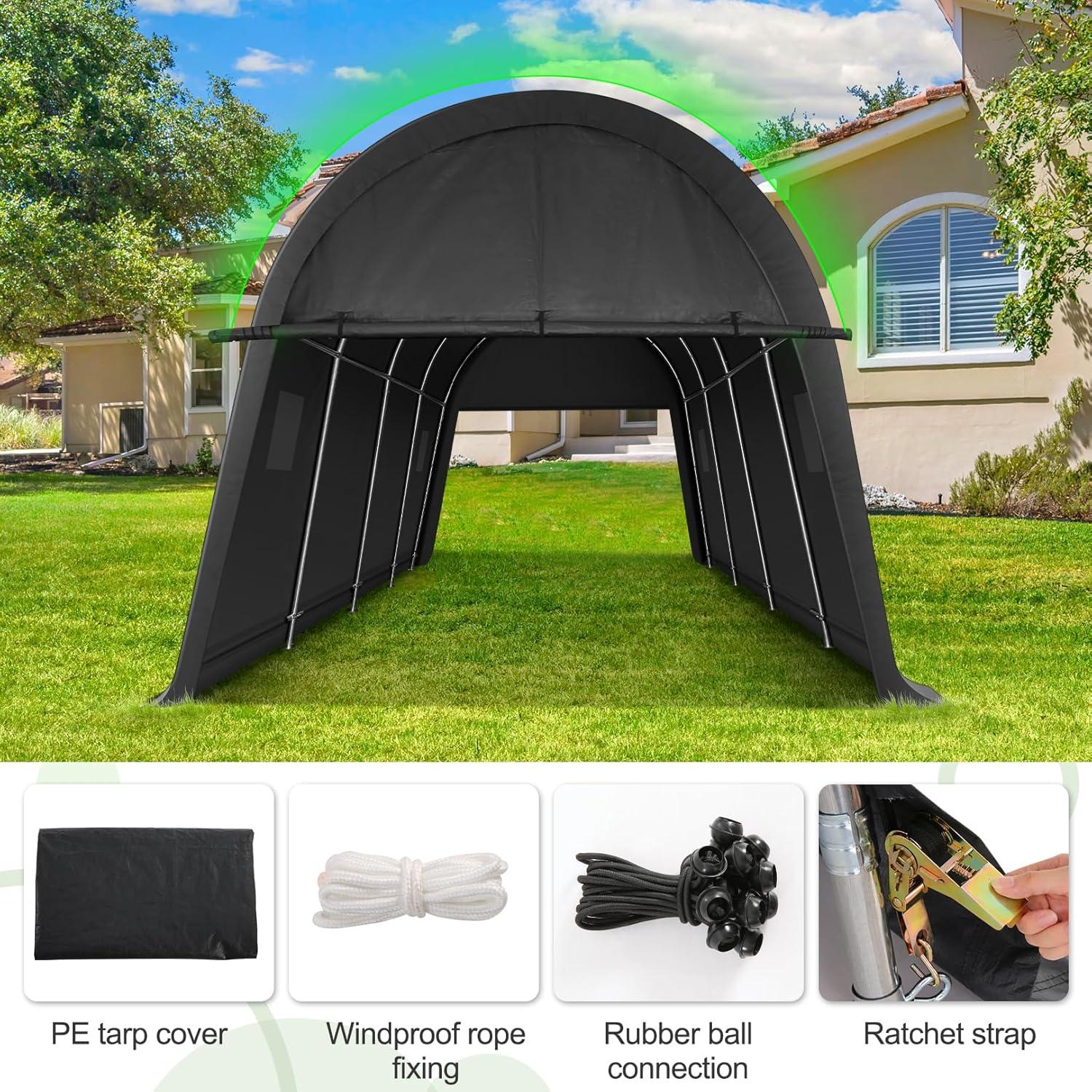 image:imageCOBIZI Carport Canopy 12x20 Heavy Duty Portable Garage with Removable Doors amp Vents Galvanized FrameOutperforms Metal Car Port Canopy Tent with AllSeason Tarp for Outdoor Storage Shed Car