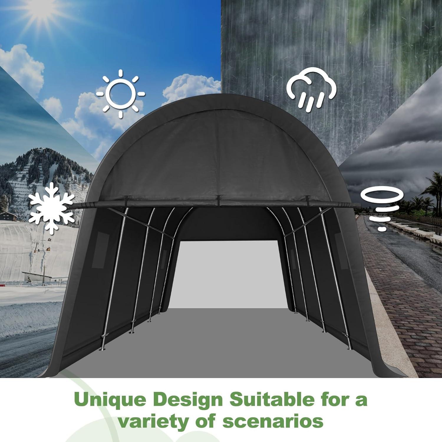 image:imageCOBIZI Carport Canopy 12x20 Heavy Duty Portable Garage with Removable Doors amp Vents Galvanized FrameOutperforms Metal Car Port Canopy Tent with AllSeason Tarp for Outdoor Storage Shed Car