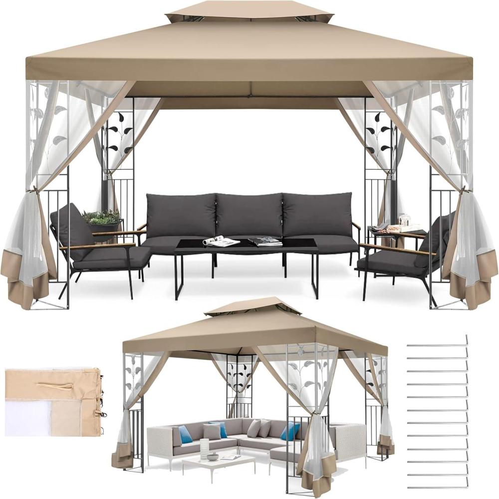 image:imageCOBIZI 10x10 Pop up Canopy Canopy Tent 10x10 with 3 Sidewalls 1 Person Easy Set upTents for Parties Outdoor Tent with Fluorescent Strip amp 4 Sandbags Waterproof 3 Adjustable HeightDark BlueKhaki
