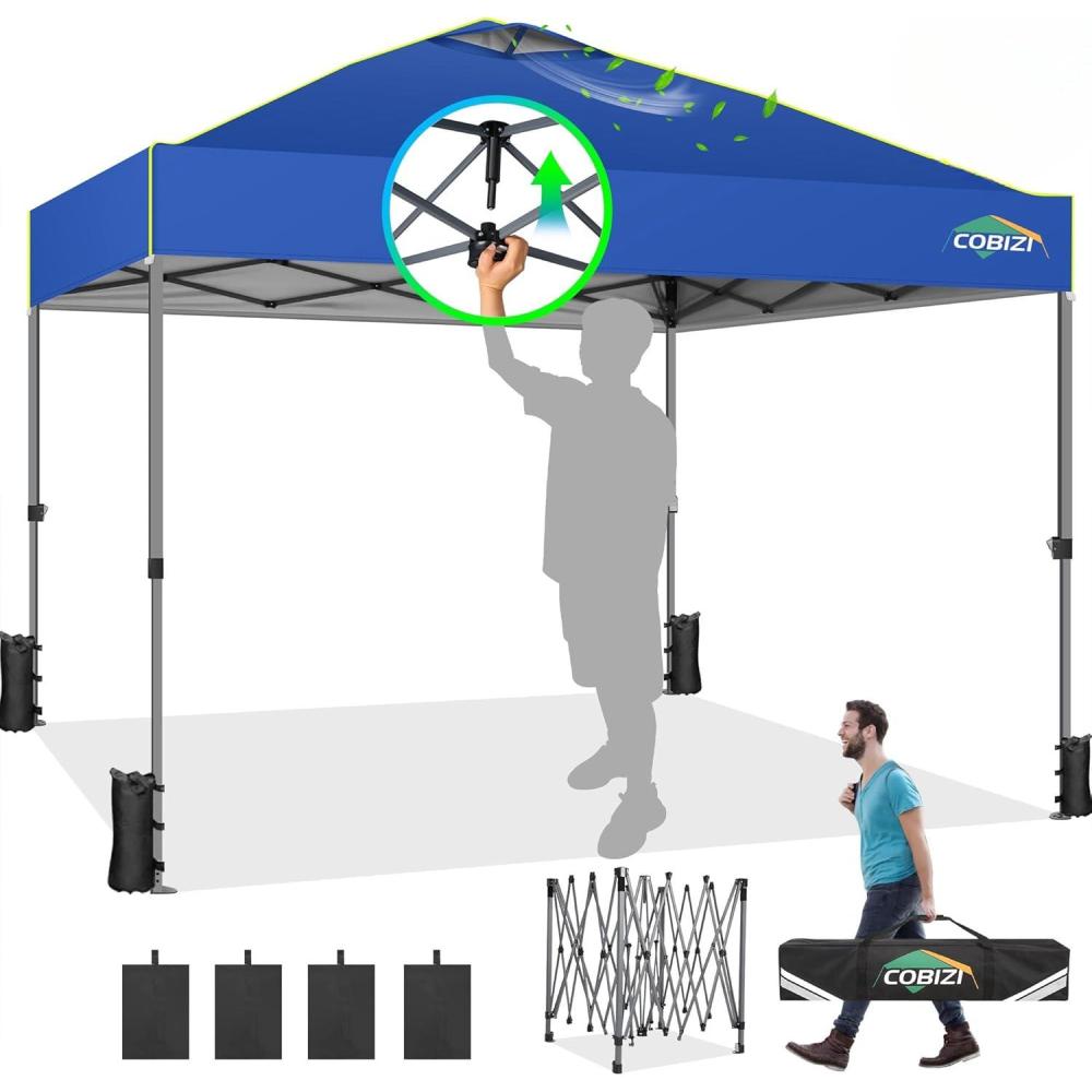 image:imageCOBIZI 10x10 Pop up Canopy Tent with SidewallsOne Push Setup Tent for Parties Waterproof amp UV 50 Outdoor Commercial Gazebo with Air Vent Reflective Strip4 Sandbags for Garden BeachBlackBlue1year warranty