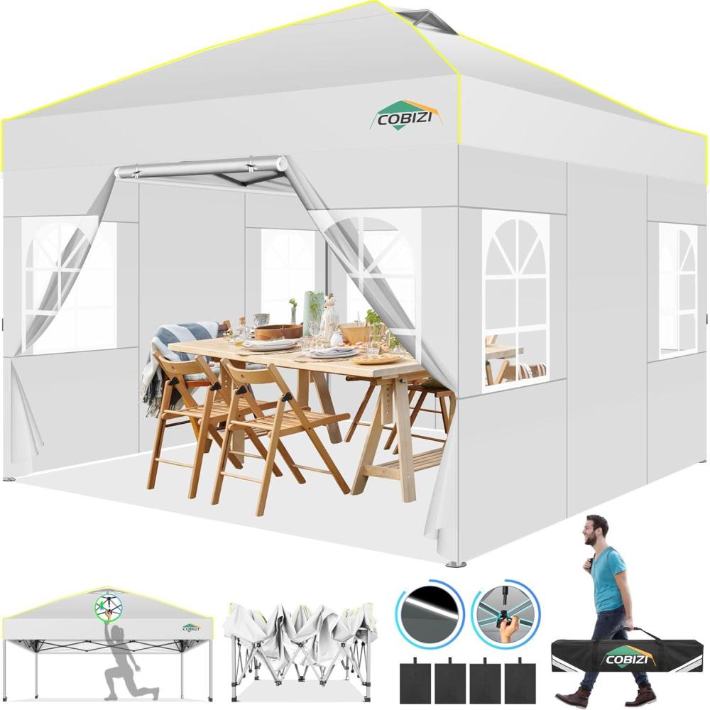 image:imageCOBIZI 10x10 Pop up Canopy Tent with SidewallsOne Push Setup Tent for Parties Waterproof amp UV 50 Outdoor Commercial Gazebo with Air Vent Reflective Strip4 Sandbags for Garden BeachBlackWhite1year warranty