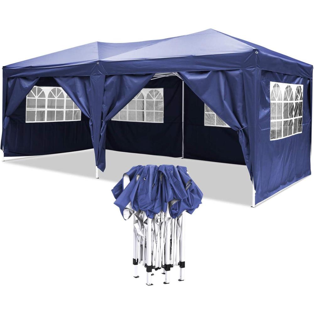 image:imageCOBIZI 10x20 Party Tent Heavy Duty 10x20 Canopy with Removable Sidewalls amp 4 Builtin Sandbags Commercial Wedding Large Tent UV 50 Waterproof WhiteBlau