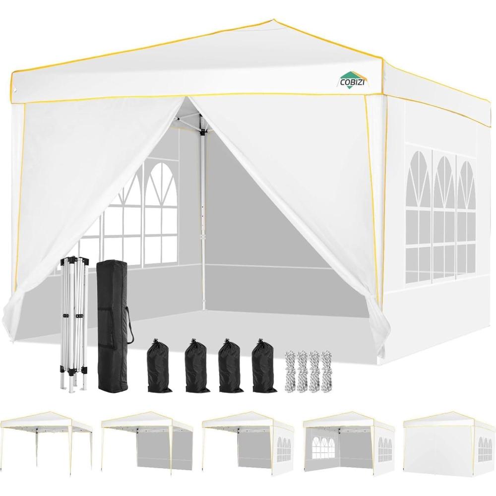 image:imageCOBIZI 10x20 Pop Up Canopy Tent with SidewallsParty Tent Outdoor Gazebos Waterproof amp UV503 Adjustable HeightsHigher Frame Design Extra Tall for Parties BackyardWeddingsMarketsDark BlueWhite
