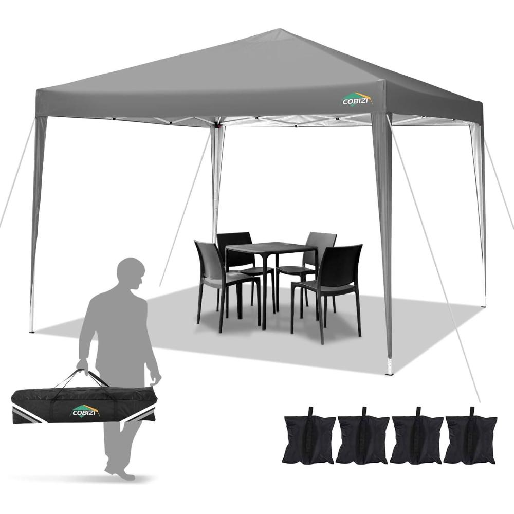 image:imageCOBIZI 10x20 Pop Up Canopy Tent with SidewallsParty Tent Outdoor Gazebos Waterproof amp UV503 Adjustable HeightsHigher Frame Design Extra Tall for Parties BackyardWeddingsMarketsDark BlueLight Gray