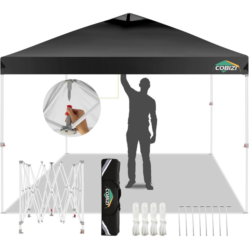 image:imageCOBIZI 10x20 Pop Up Canopy Tent with SidewallsParty Tent Outdoor Gazebos Waterproof amp UV503 Adjustable HeightsHigher Frame Design Extra Tall for Parties BackyardWeddingsMarketsDark BlueGreen