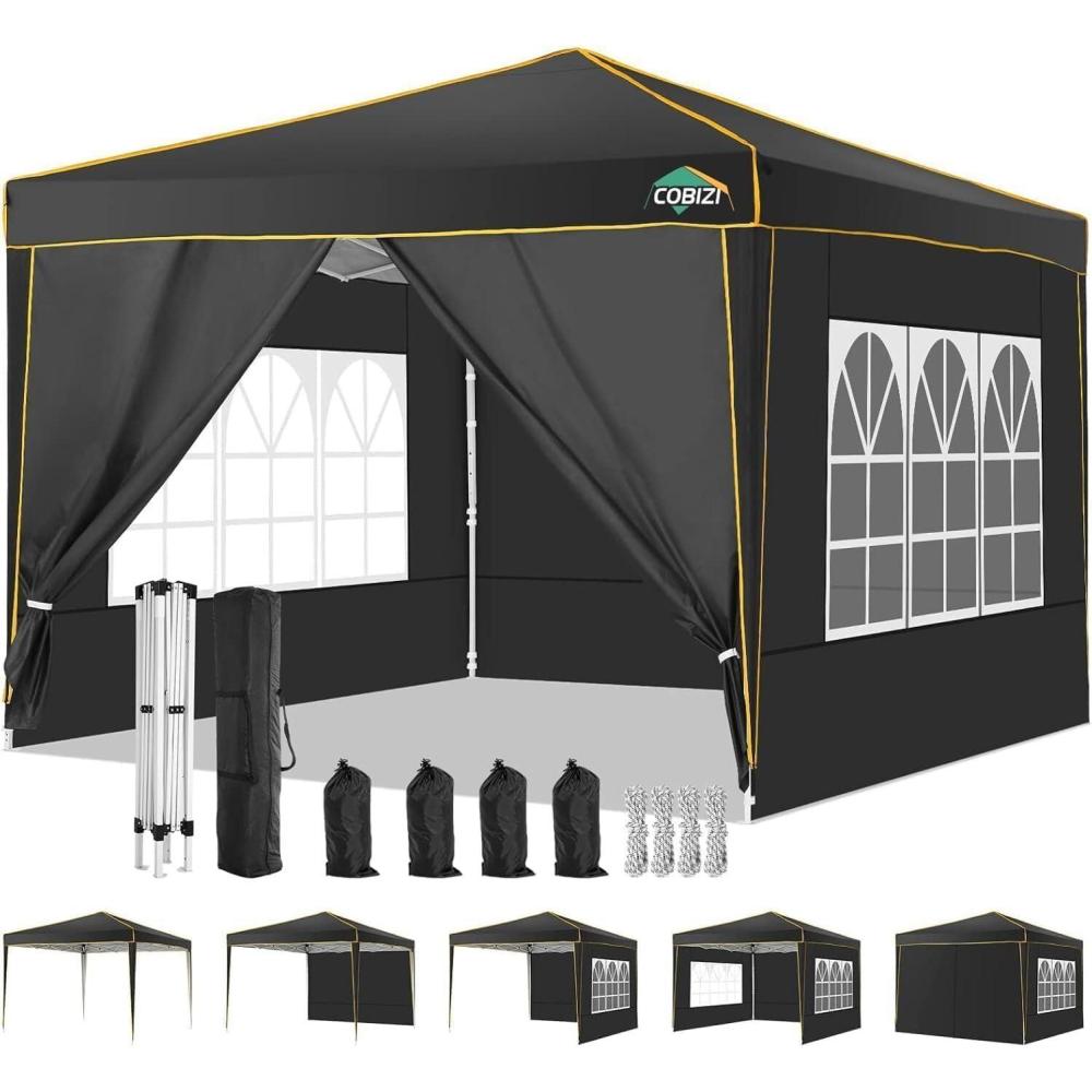 image:imageCOBIZI 10x20 Pop Up Canopy Tent with SidewallsParty Tent Outdoor Gazebos Waterproof amp UV503 Adjustable HeightsHigher Frame Design Extra Tall for Parties BackyardWeddingsMarketsDark BlueBlack