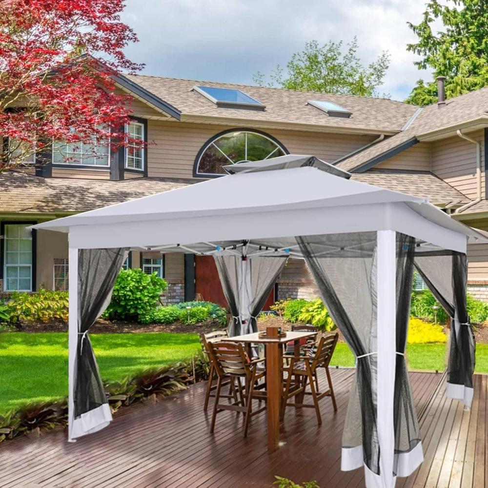 image:imageCOBIZI 11x11 Pop Up Gazebo OnePush Canopy Tent Carpas Para Patio Outdoor Canopy Shelter with Double Roof Ventiation 121 Square Feet of Shade for Lawn Garden Backyard and Deck Gray Upgraded 20DimDim