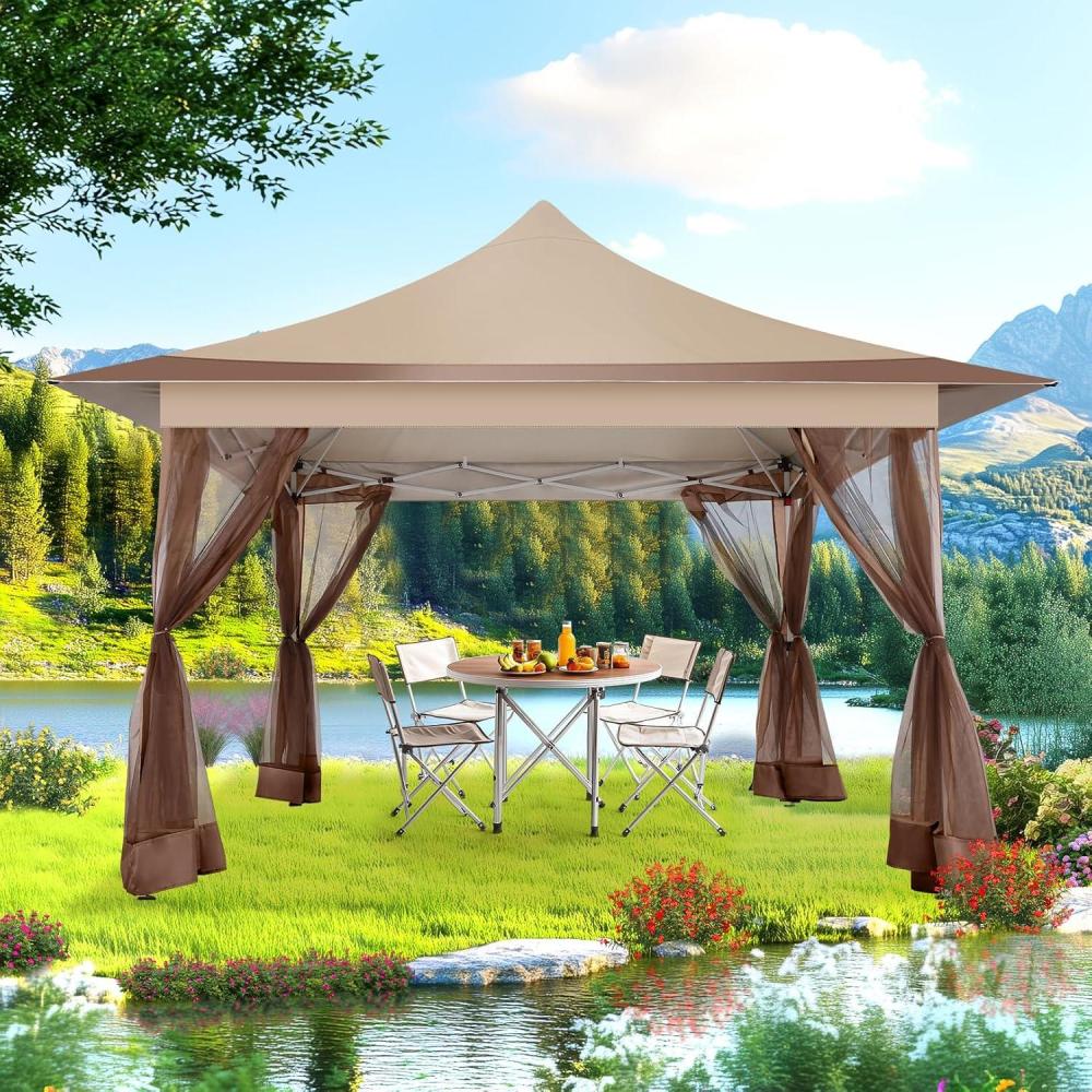 image:imageCOBIZI 12x12 Pop Up Gazebo Canopy Tent Easy Up Outdoor Gazebo Waterproof Upgrade Portable with Mosquito Nettings and Carry Bag for Patio Garden Lawn