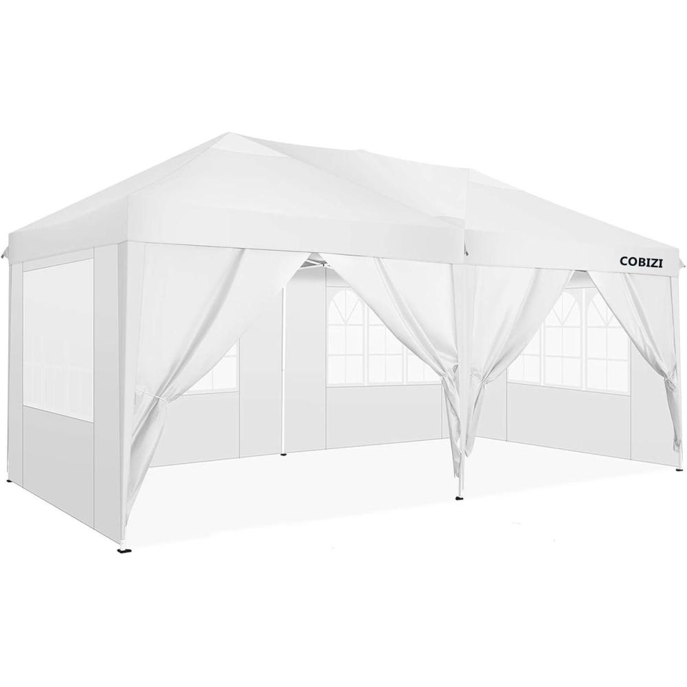 image:imageCOBIZI 12x12 Pop Up Gazebo On Clearance Upgrade Easy Up Metal Outdoor Canopy Waterproof Portable Gazebo with Mosquito Nettings 4 Ropes 8 Stakes and Carry Bag for Patio GardenLight GrayBlue