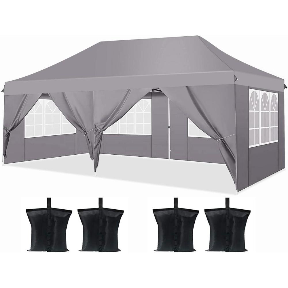 image:imageCOBIZI 12x12 Pop Up Gazebo On Clearance Canopy Tent Easy Up Outdoor Gazebo Waterproof Upgrade with Mosquito Nettings and Carry Bag for Patio Garden Lawndark grey