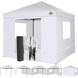 image:imageCOBIZI 10x10 Pop Up Canopy Gazebo with Mesh Windows 20 Easy up Canopy Tent 10x10 Portable Waterproof Outdoor Canopie with 4 Removable Sidewalls amp Carry Bag amp 4 Stakes amp Ropes White