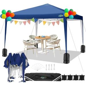 image:imageCOBIZI 10x10 Pop Up Canopy Tent with Removable Sidewalls Waterproof Portable Easy Up Canopy with Carry Bag Instant Outdoor Shelter Tents for Parties Events Backyard Gatherings Weddings KhakiNavy Blue