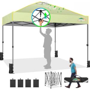 image:imageCOBIZI 10x10 Pop Up Canopy Tent with Removable Sidewalls Waterproof Portable Easy Up Canopy with Carry Bag Instant Outdoor Shelter Tents for Parties Events Backyard Gatherings Weddings Khakigreen1year warranty