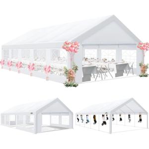 image:imageCOBIZI 10x20 Party Tent Heavy Duty 10x20 Canopy with Removable Sidewalls amp 4 Builtin Sandbags Commercial Wedding Large Tent UV 50 Waterproof WhitePurple16x 32