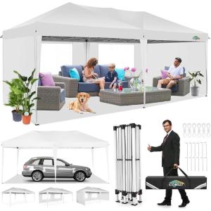 image:imageCOBIZI 10x20 Pop Up Canopy Tent with Removable Sidewalls Waterproof Portable Easy Up Canopy with Carry Bag Instant Outdoor Shelter Tents for Parties Events Backyard Gatherings Weddings White
