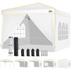 image:imageCOBIZI 10x20 Pop Up Canopy Tent with SidewallsParty Tent Outdoor Gazebos Waterproof amp UV503 Adjustable HeightsHigher Frame Design  Extra Tall for Parties BackyardWeddingsMarketsDark BlueWhite