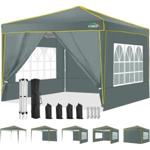 image:imageCOBIZI 10x20 Pop Up Canopy Tent with SidewallsParty Tent Outdoor Gazebos Waterproof amp UV503 Adjustable HeightsHigher Frame Design  Extra Tall for Parties BackyardWeddingsMarketsDark BlueGray