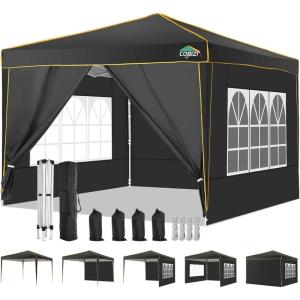 image:imageCOBIZI 10x20 Pop Up Canopy Tent with SidewallsParty Tent Outdoor Gazebos Waterproof amp UV503 Adjustable HeightsHigher Frame Design  Extra Tall for Parties BackyardWeddingsMarketsDark BlueBlack