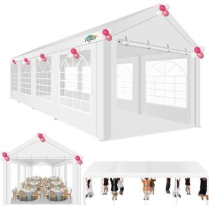 image:imageCOBIZI 10x30 Party Tent Heavy Duty for Parties Powder Coating Outdoor Wedding Gazebo Canopy Tent Carport BBQ Commercial with Removable Sidewall WindowsBetter Than GalvanizedWhite