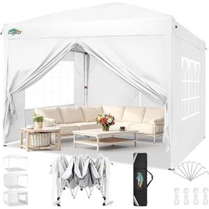 image:imageCOBIZI 11x11 Pop Up Gazebo OnePush Canopy Tent Carpas Para Patio Outdoor Canopy Shelter with Double Roof Ventiation 121 Square Feet of Shade for Lawn Garden Backyard and Deck Gray Upgraded 20White