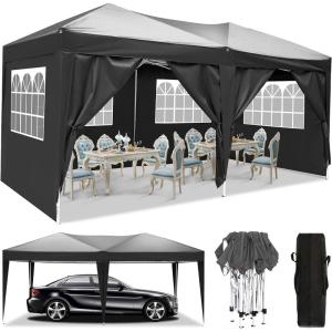 image:imageCOBIZI 12x12 Pop Up Gazebo On Clearance  Upgrade Easy Up Metal Outdoor Canopy Waterproof  Portable Gazebo with Mosquito Nettings 4 Ropes 8 Stakes and Carry Bag for Patio GardenLight GrayDeep Black