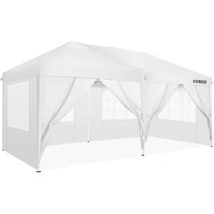 image:imageCOBIZI 12x12 Pop Up Gazebo On Clearance  Upgrade Easy Up Metal Outdoor Canopy Waterproof  Portable Gazebo with Mosquito Nettings 4 Ropes 8 Stakes and Carry Bag for Patio GardenLight GrayBlue