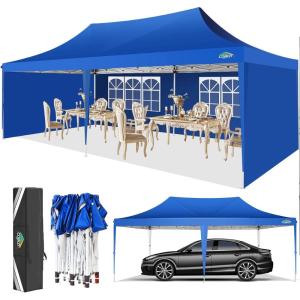 image:imageCOBIZI 12x12 Pop Up Gazebo On Clearance  Upgrade Easy Up Metal Outdoor Canopy Waterproof  Portable Gazebo with Mosquito Nettings 4 Ropes 8 Stakes and Carry Bag for Patio GardenLight GrayLight Blue