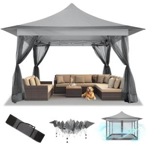 image:imageCOBIZI 12x12 Pop Up Gazebo On Clearance Canopy Tent Easy Up Outdoor Gazebo Waterproof Upgrade with Mosquito Nettings and Carry Bag for Patio Garden Lawn