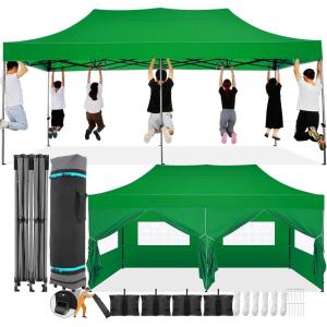 image:imageCOBIZI 12x12 Pop Up Gazebo On Clearance Canopy Tent Easy Up Outdoor Gazebo Waterproof Upgrade with Mosquito Nettings and Carry Bag for Patio Garden LawnDark Green