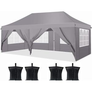 image:imageCOBIZI 12x12 Pop Up Gazebo On Clearance Canopy Tent Easy Up Outdoor Gazebo Waterproof Upgrade with Mosquito Nettings and Carry Bag for Patio Garden Lawndark grey