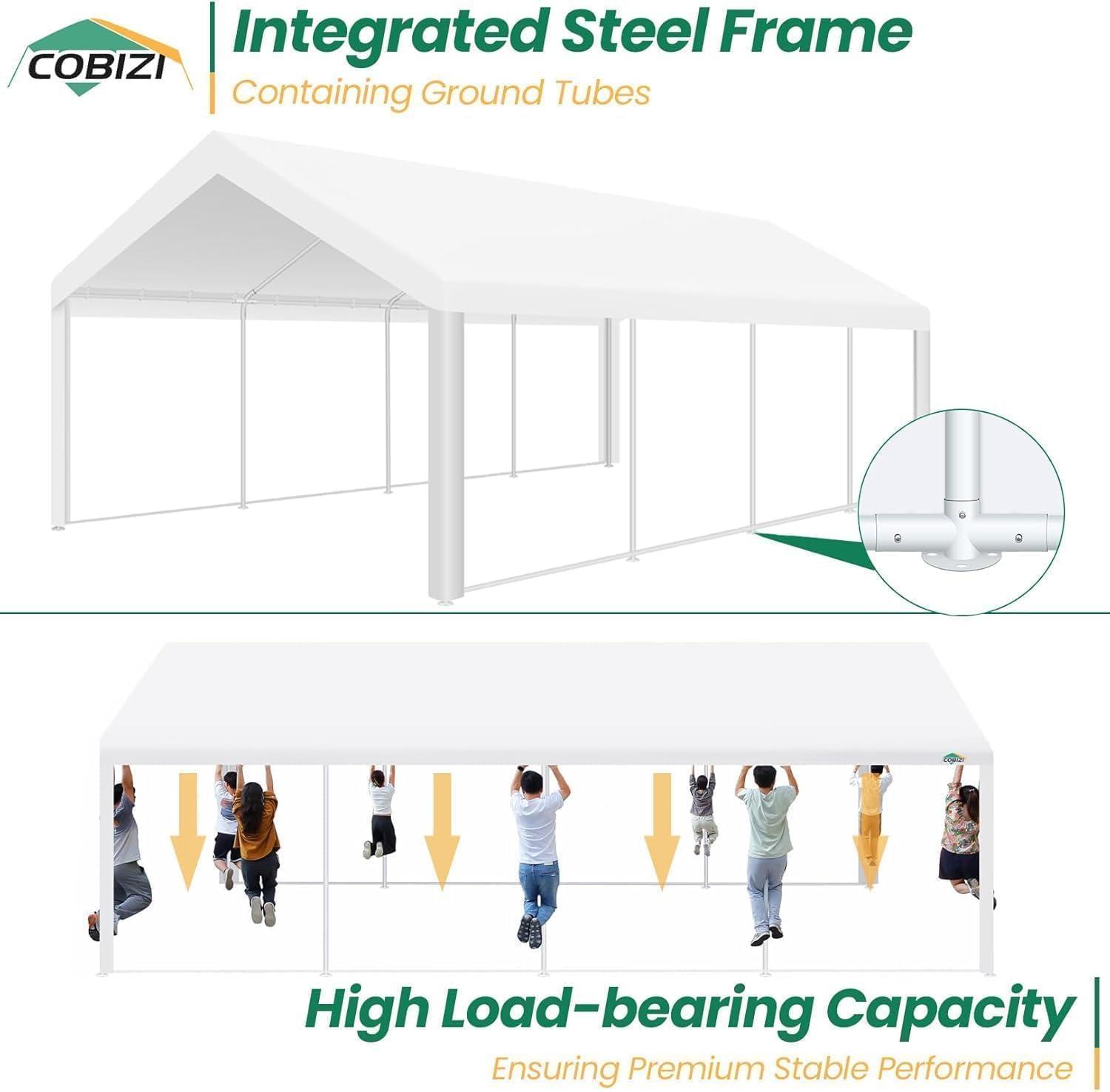 image:imageCOBIZI 13x26 Party Tent Heavy Duty WaterproofBetter Than Galvanized Outdoor White Gazebo Event Shelter Wedding Canopy for Parties BBQ Commercial with Removable Sidewall Windows Powder Coating
