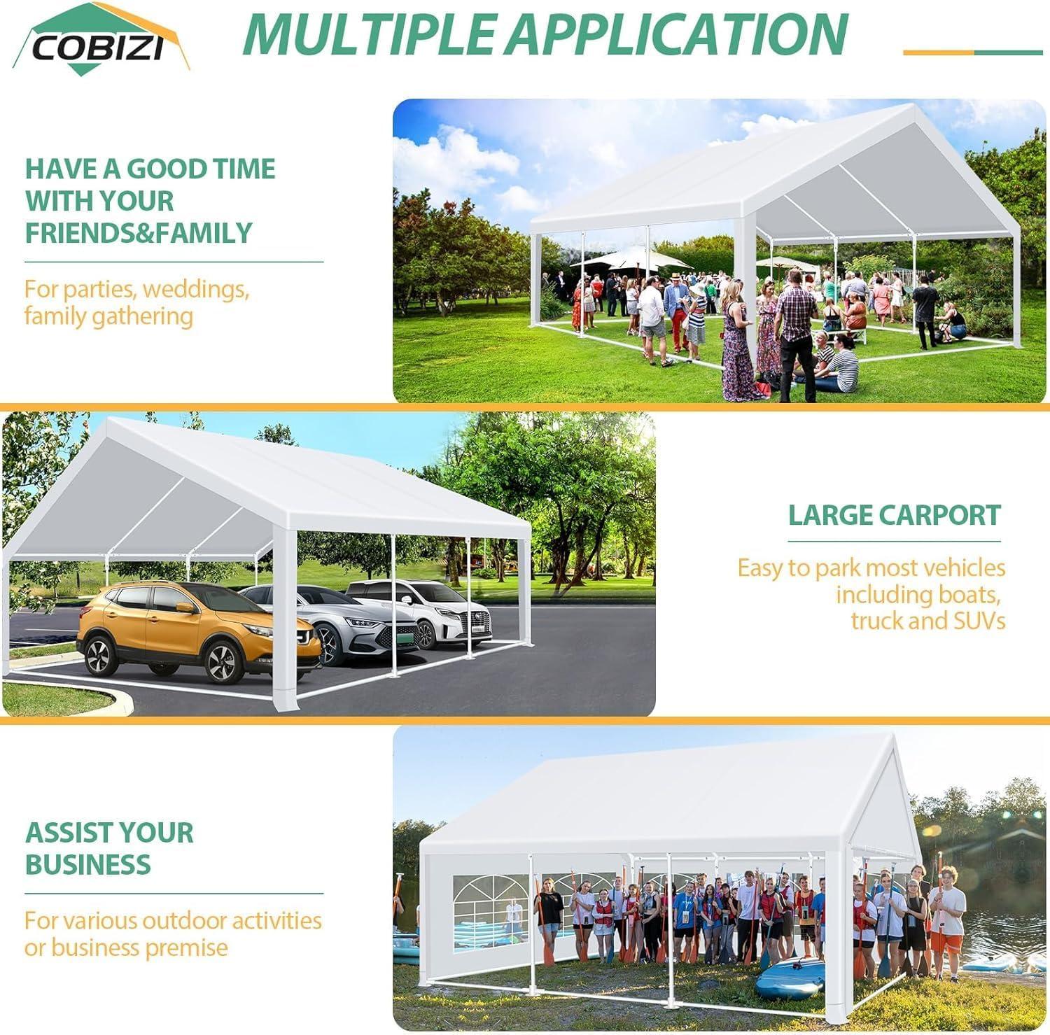 image:imageCOBIZI 20x20ft Party Tent Heavy Duty with 8 Sidewalls Wedding and Event Canopy amp Carport Carpas para Fiestas with Builtin Sandbag Waterproof UV50 White