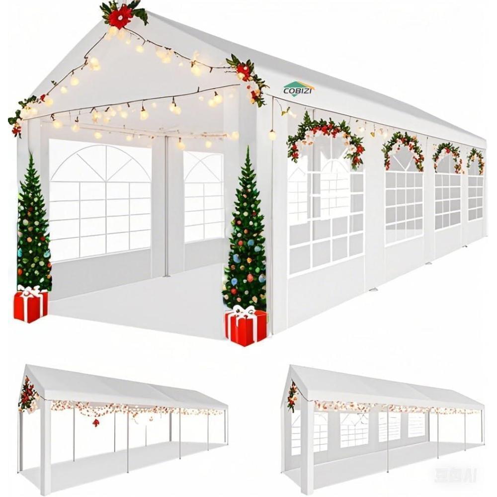 image:imageCOBIZI 10x30FT Party Tent Heavy Duty for Parties Outdoor Gazebo White Event Shelter Wedding Canopy BBQ Carport Commercial with Removable Sidewall Windows Powder Coating Better Than Galvanized