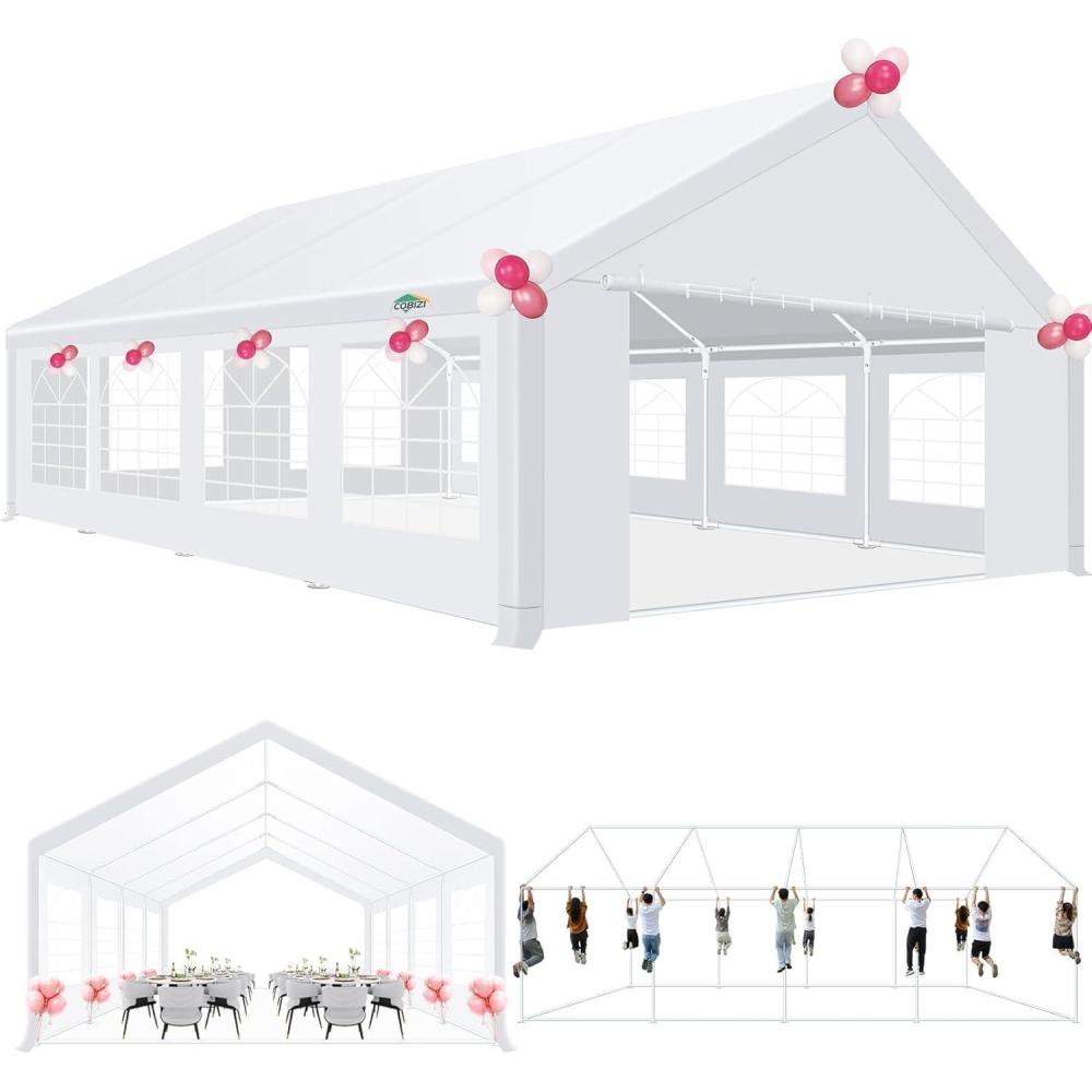image:imageCOBIZI 20x20ft Party Tent Heavy Duty with 8 Sidewalls Wedding and Event Canopy amp Carport Carpas para Fiestas with Builtin Sandbag Waterproof UV50 White