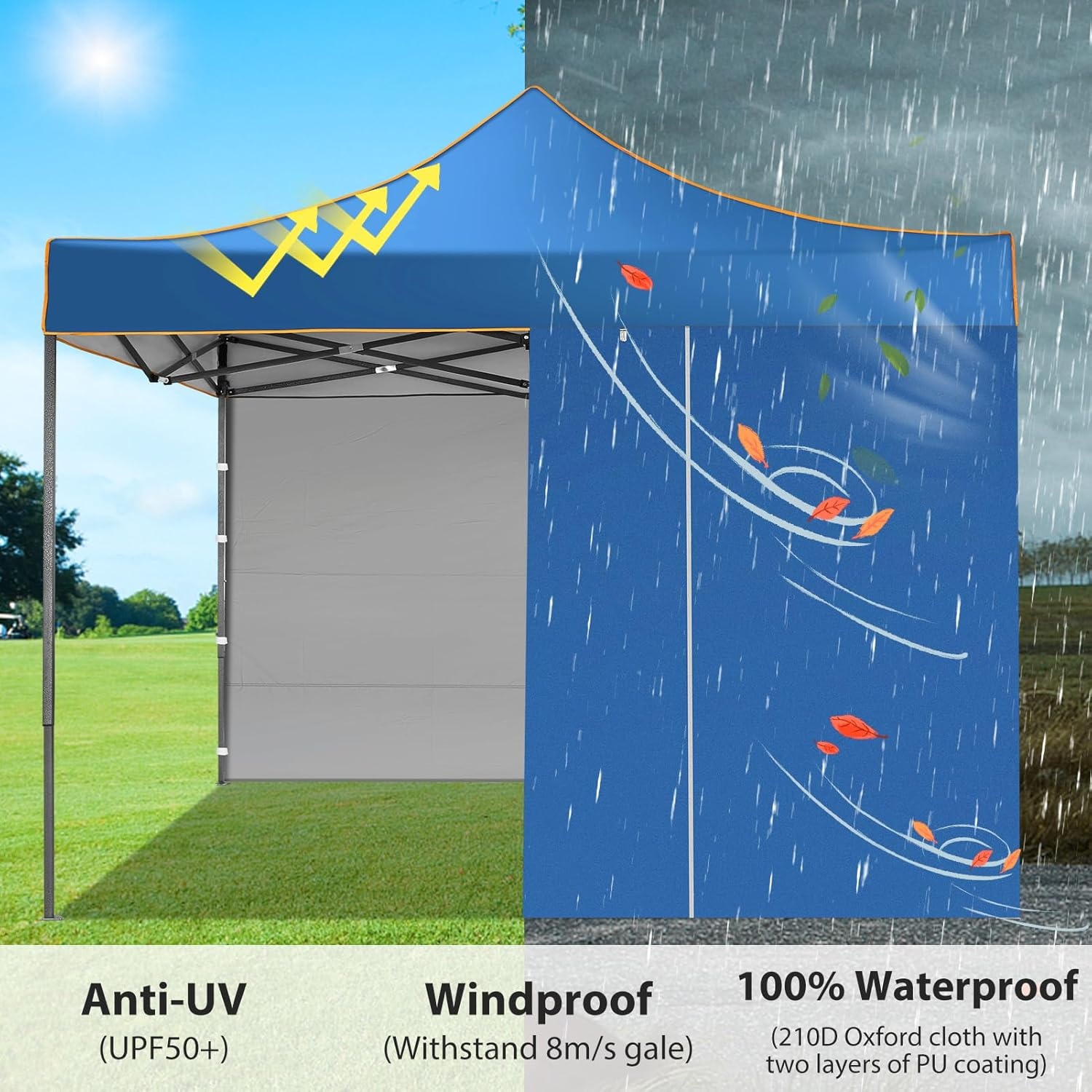 image:imageCOBIZI 10x20 Pop Up Heavy Duty Canopy with Upgrated Hexagonal Legs Easy up Tent for Party Wedding and Commercial Event Outdoor Canopy with Roller Bag Sand Bags Waterproof amp UPF50 BlackBlue