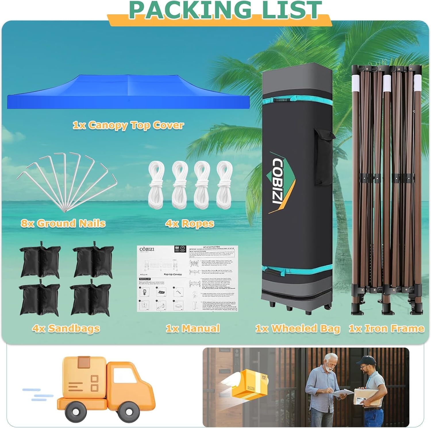 image:imageCOBIZI 10x20 Pop Up Heavy Duty Canopy with Upgrated Hexagonal Legs Easy up Tent for Party Wedding and Commercial Event Outdoor Canopy with Roller Bag Sand Bags Waterproof amp UPF50 BlackBlue
