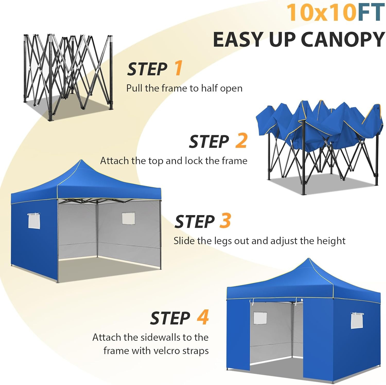 image:imageCOBIZI 10x20 Pop Up Heavy Duty Canopy with Upgrated Hexagonal Legs Easy up Tent for Party Wedding and Commercial Event Outdoor Canopy with Roller Bag Sand Bags Waterproof amp UPF50 BlackBlue