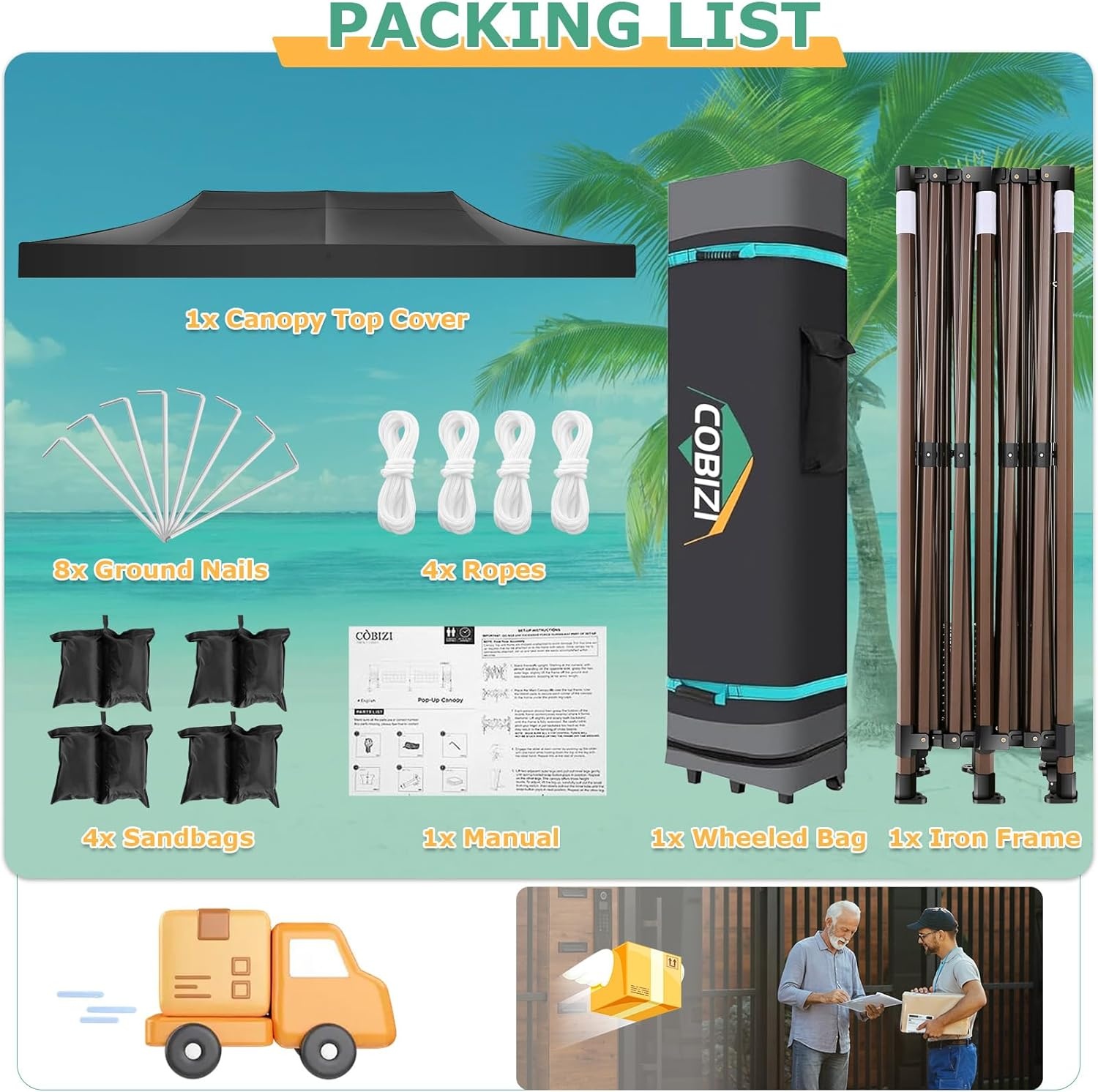 image:imageCOBIZI 10x20 Pop Up Heavy Duty Canopy with Upgrated Hexagonal Legs Easy up Tent for Party Wedding and Commercial Event Outdoor Canopy with Roller Bag Sand Bags Waterproof amp UPF50 BlackBlack