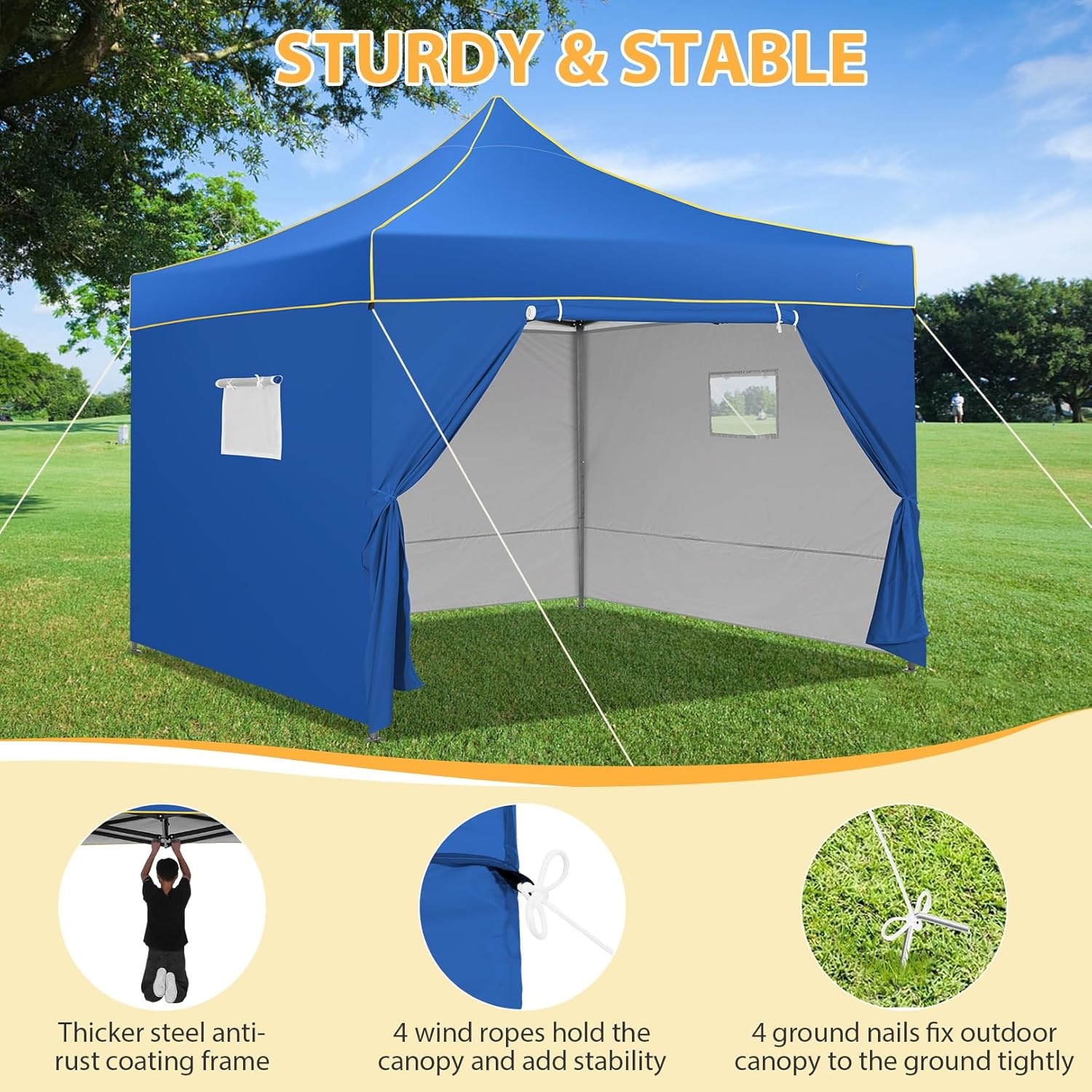 image:imageCOBIZI 10x20 Pop Up Heavy Duty Canopy with Upgrated Hexagonal Legs Easy up Tent for Party Wedding and Commercial Event Outdoor Canopy with Roller Bag Sand Bags Waterproof amp UPF50 BlackBlue