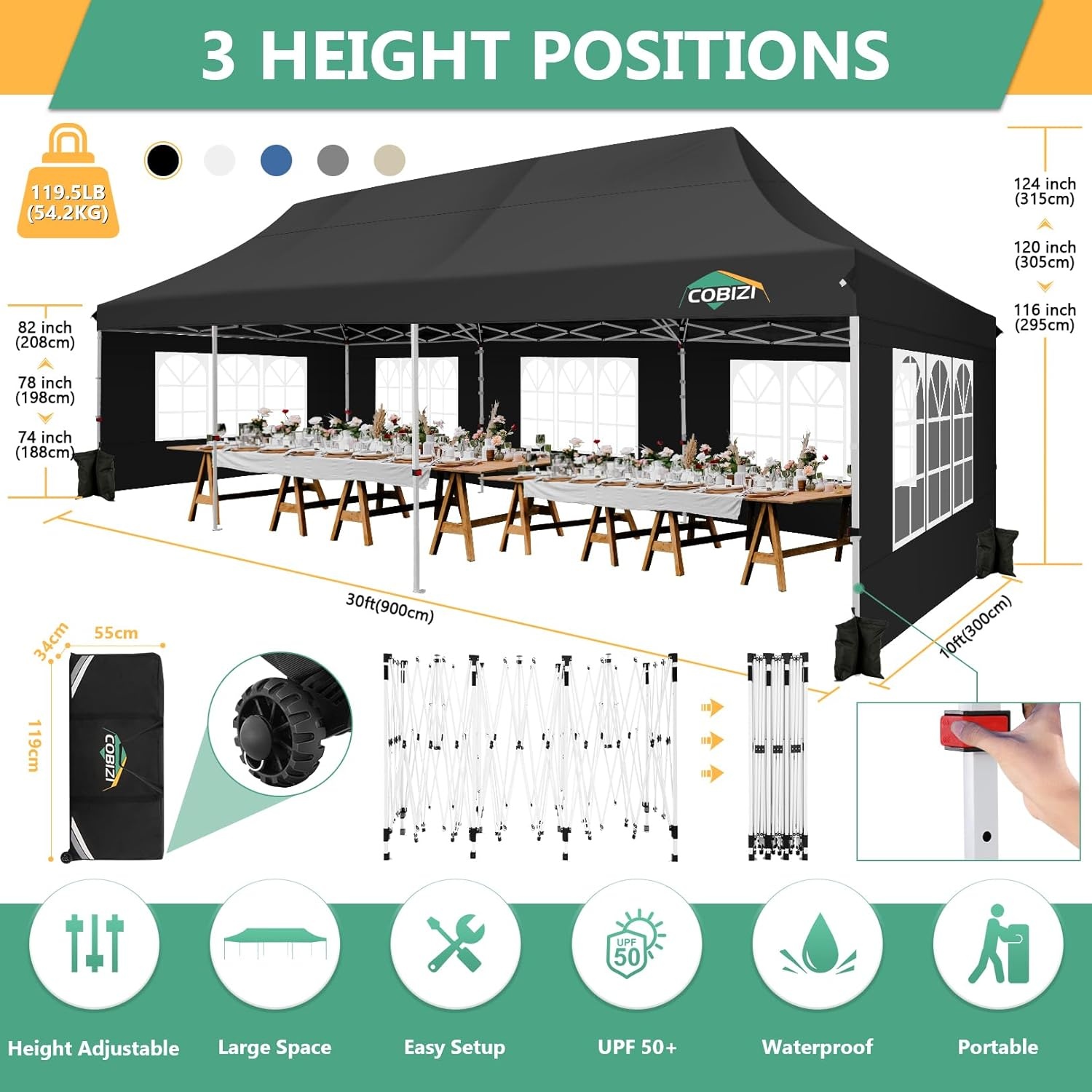 image:imageTOOLUCK Canopy Tent 10x10 Pop Up Canopy with Sidewalls and Rollup Ventilated Windows with Mosquito net Ez Outdoor Commercial Instant Gazebo Tent for Party Waterproof with CarrybagMatte Black