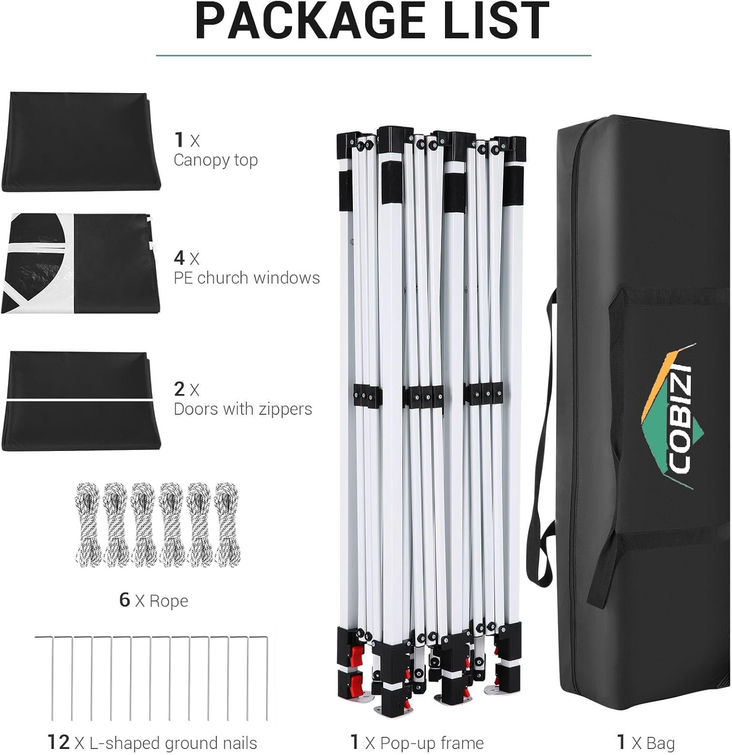 image:imageTOOLUCK Canopy Tent 10x10 Pop Up Canopy with Sidewalls and Rollup Ventilated Windows with Mosquito net Ez Outdoor Commercial Instant Gazebo Tent for Party Waterproof with CarrybagBlack1 year warranty