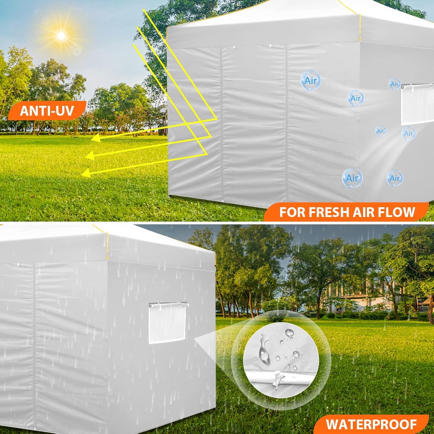 image:imageTOOLUCK Canopy Tent 10x10 Pop Up Canopy with Sidewalls and Rollup Ventilated Windows with Mosquito net Ez Outdoor Commercial Instant Gazebo Tent for Party Waterproof with CarrybagWhite