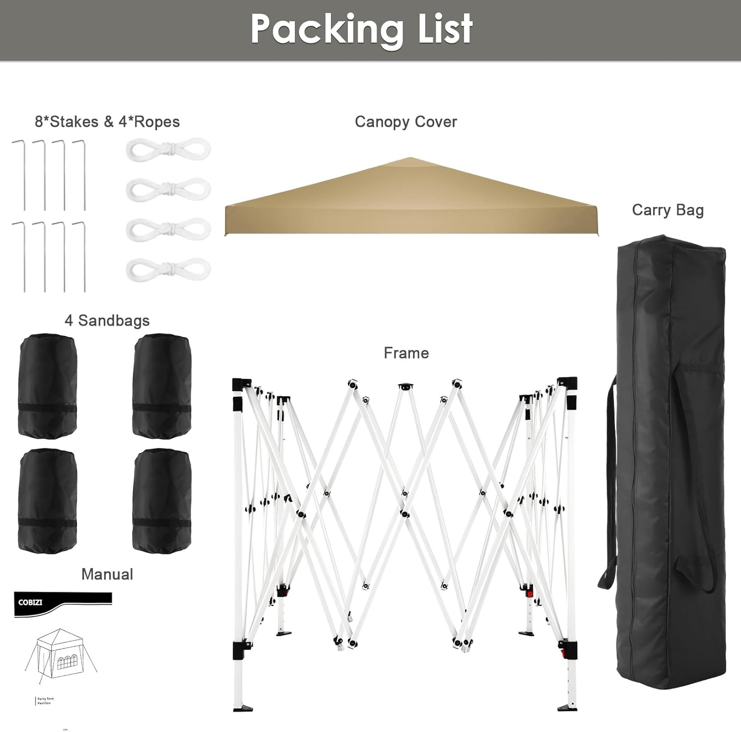 image:imageTOOLUCK Canopy Tent 10x10 Pop Up Canopy with Sidewalls and Rollup Ventilated Windows with Mosquito net Ez Outdoor Commercial Instant Gazebo Tent for Party Waterproof with CarrybagKhaki
