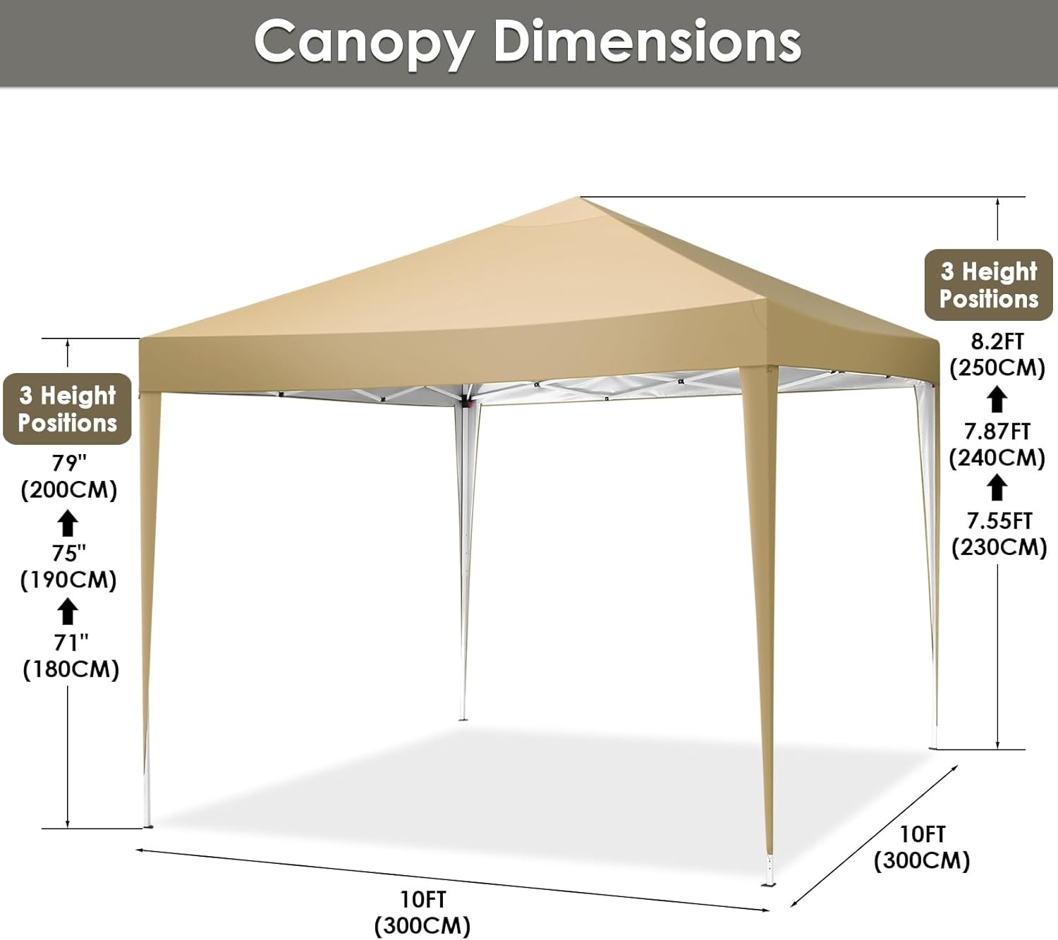 image:imageTOOLUCK Canopy Tent 10x10 Pop Up Canopy with Sidewalls and Rollup Ventilated Windows with Mosquito net Ez Outdoor Commercial Instant Gazebo Tent for Party Waterproof with CarrybagKhaki